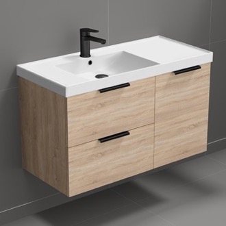 Bathroom Vanity Wall Mounted Bathroom Vanity, Modern, Brown Oak, 36 Inch Nameeks LISBON1